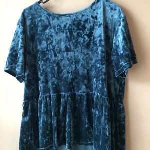 Peplum blue velvet top